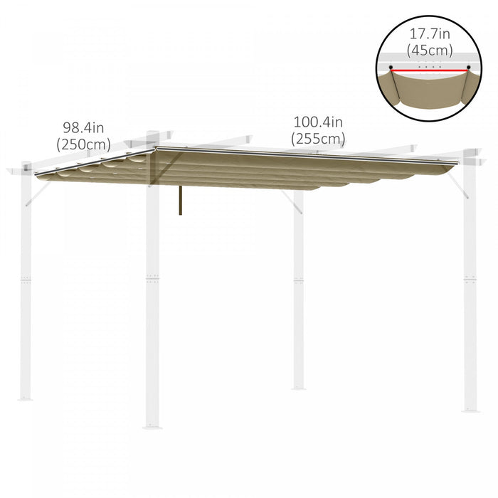 Outsunny Retractable Replacement Pergola Canopy For 10' X 10' Pergola, Pergola Cover Replacement, Ta