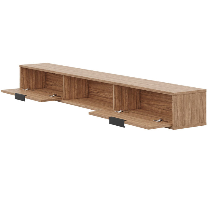 Nordika Slim 72\" Wall-Mounted TV Stand with 2 Storage Cabinets - Light Walnut 