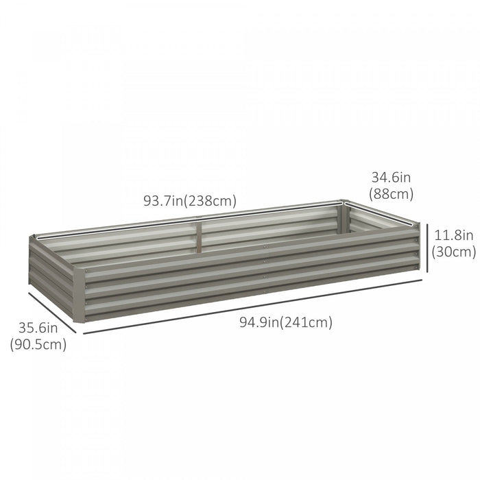 Outsunny 8 X 3 X 1ft Galvanized Raised Garden Bed, Metal Elevated Planter Box, Easy Diy And Cleaning