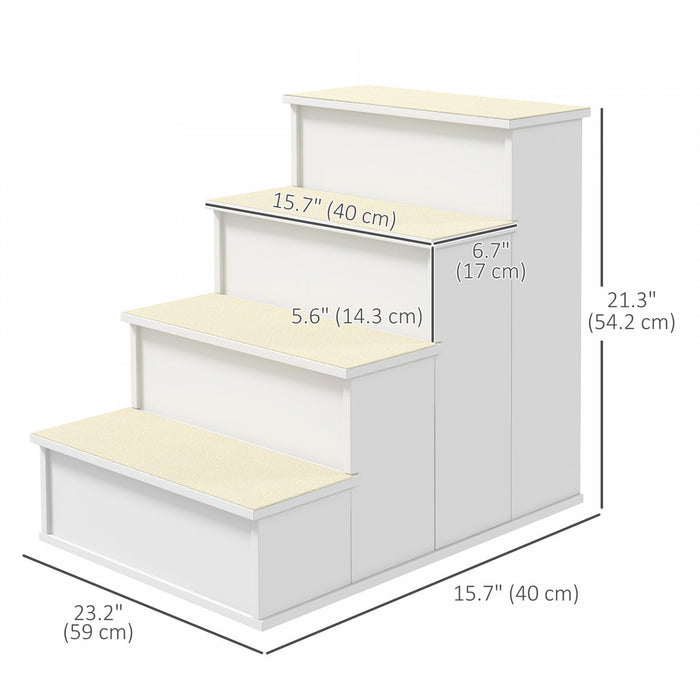 Pawhut Pet Stairs Dog Steps For High Bed, 4 Levels Dog Stairs For Car, Wooden Cat Ladder With Non-sl