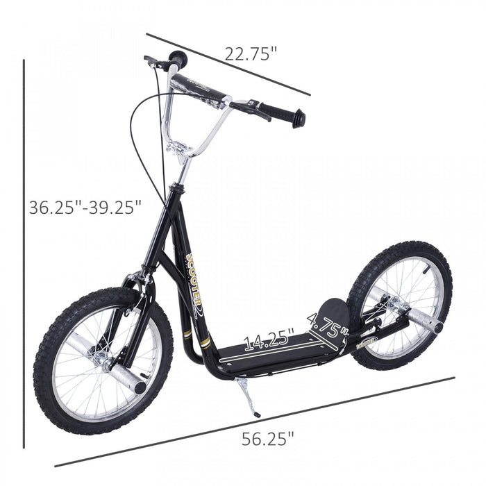 Homcom Youth Scooter Teen Kick Scooter Kids Children Stunt Scooter Bike Bicycle Ride On 16\" Inflatab