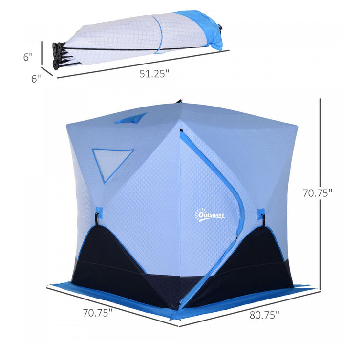 Outsunny 4-person Pop-up Ice Fishing Tent, Insulated Ice Fishing Shelter With Ventilation Windows, D