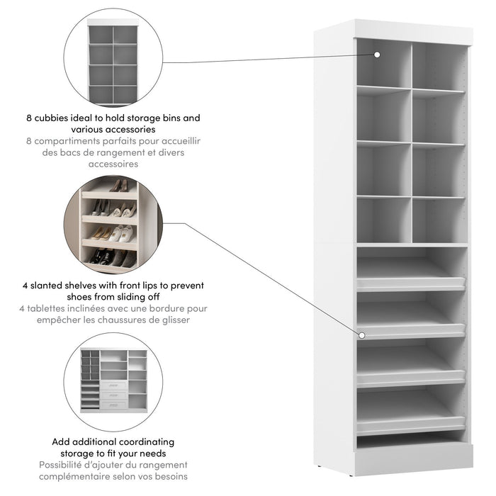 Bestar Pur 25 W Closet Shoe Organizer - White