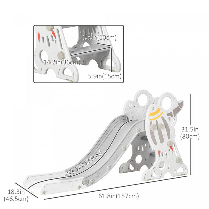 Qaba Toddler Slide Indoor For Kids 1.5-3 Years Old, Space Theme Climber Slide Playset, Grey