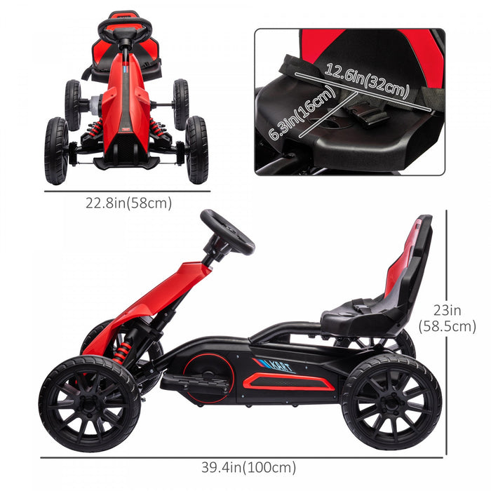 Aosom Electric Powered Ride-On Go Kart, 12v Outdoor Racer Car For Kids, With Forward Backward, Adjus