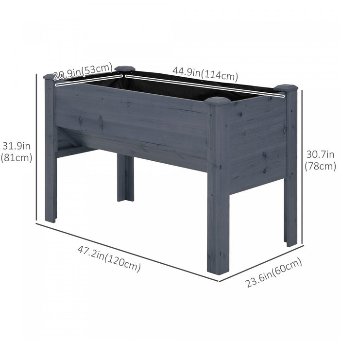 Outsunny Raised Garden Bed With Hooks, 660lb Capacity Wood Elevated Planter Box With Water Draining 