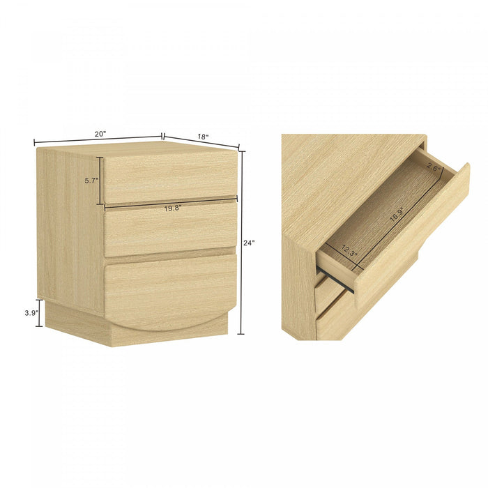 Ardea Contemporary 20\" Nightstand in Natural Oak (3-Drawer) 