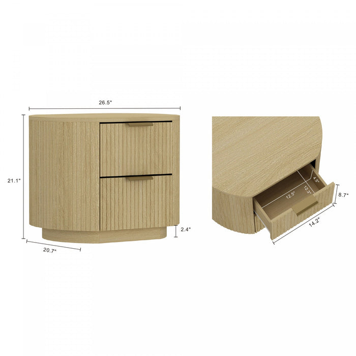 Olivia Modern 27\" Nightstand in Natural Oak (2-Drawer) 