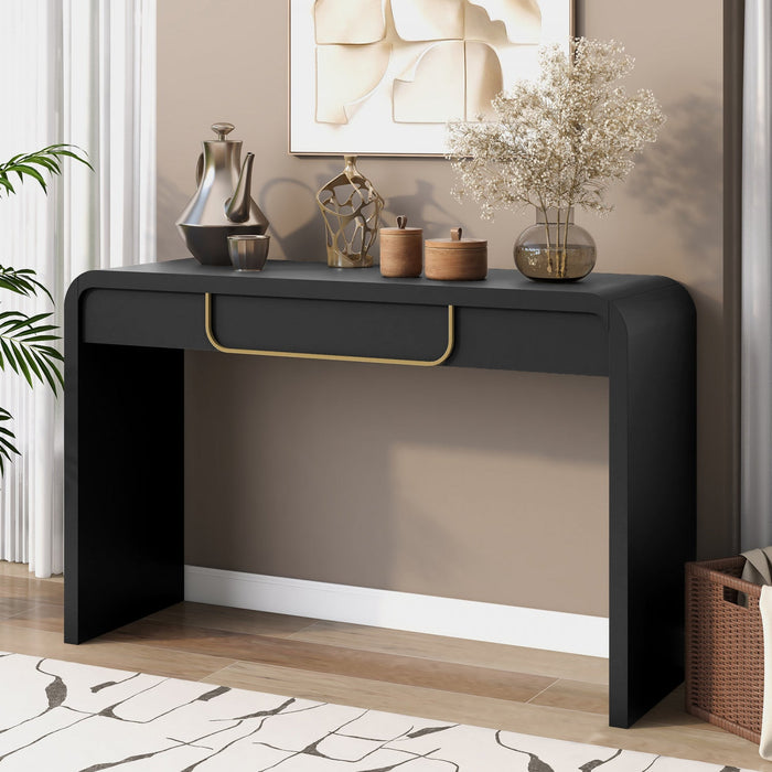 Ethan Wood Sofa Table with Storage for Living Room Entryway Hallway - Black 