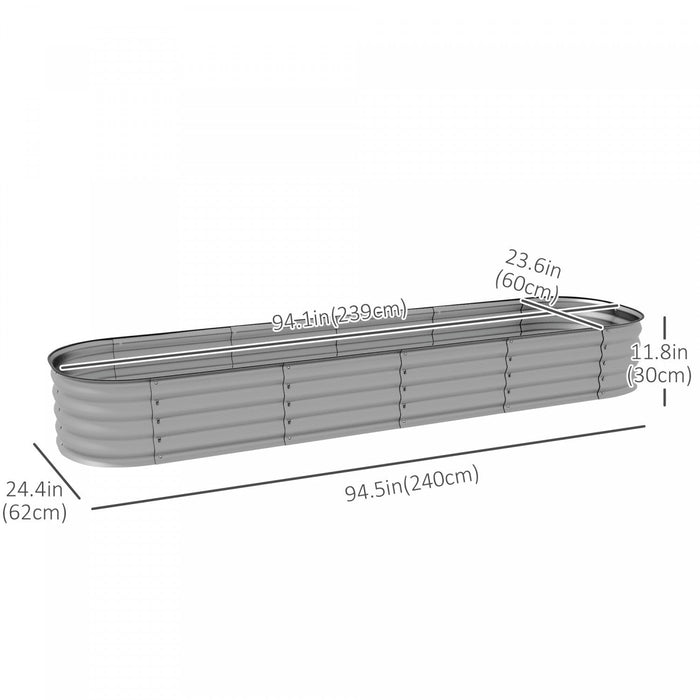 Outsunny 7.9' X 2' X 1' Galvanized Raised Garden Bed Kit, Metal Elevated Planter Box With Safety Edg