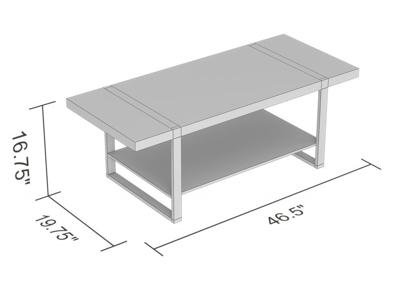 44” Coffee Table With Black Metal Base - Brown Reclaimed Wood 