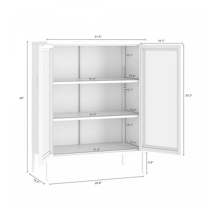 Amelia Modern 32\" Metal Accent Cabinet in White 