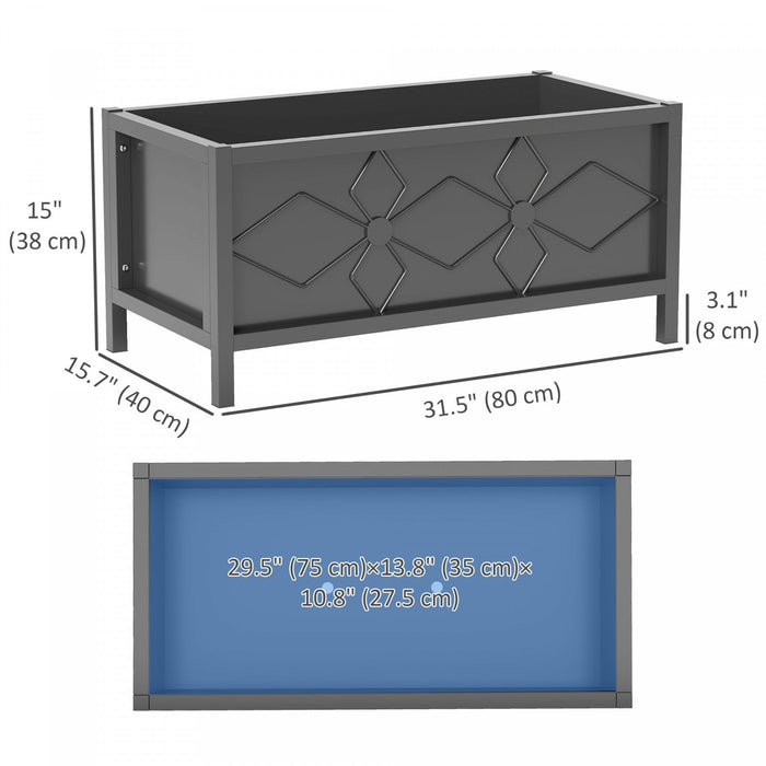Outsunny Galvanized Planter Box with Drainage Holes, Metal Garden Bed for Flowers