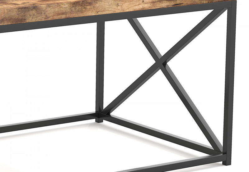 44\" Coffee Table Reclaimed Wood With Black Metal 