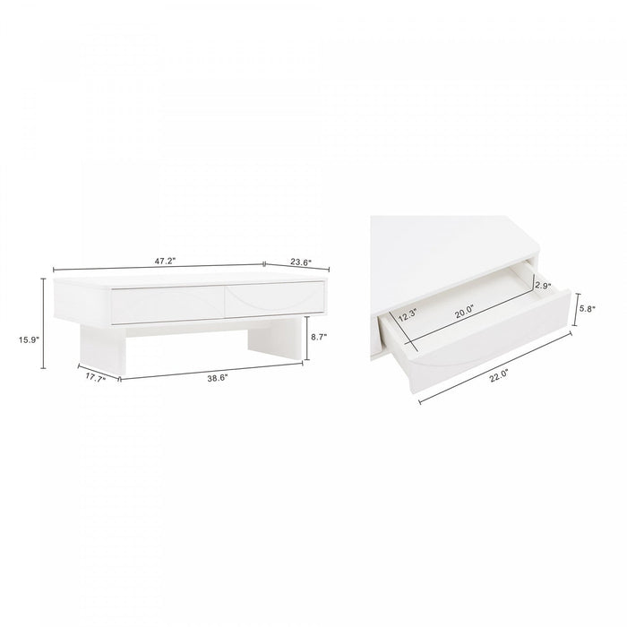 Ella Modern 47\" Coffee Table in White 