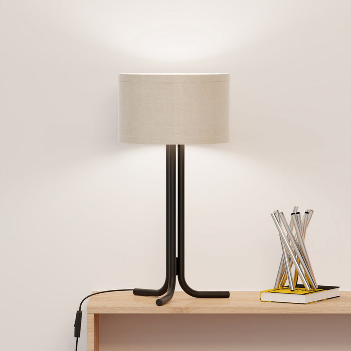 20\" Black Table Lamp with Cylindrical Shade 