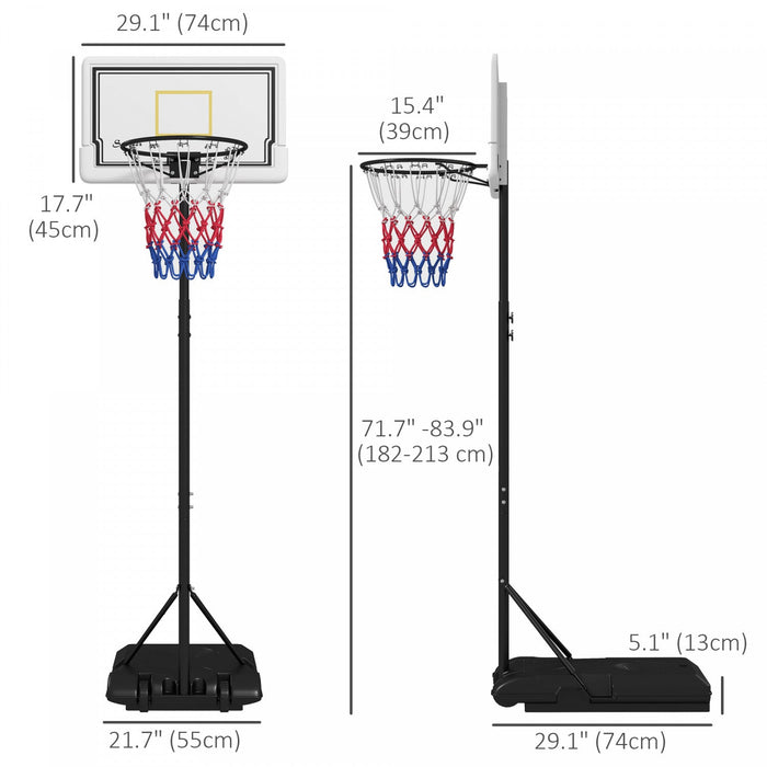 Soozier Basketball Hoop Outdoor With Wheels, 6-7ft Height Adjustable