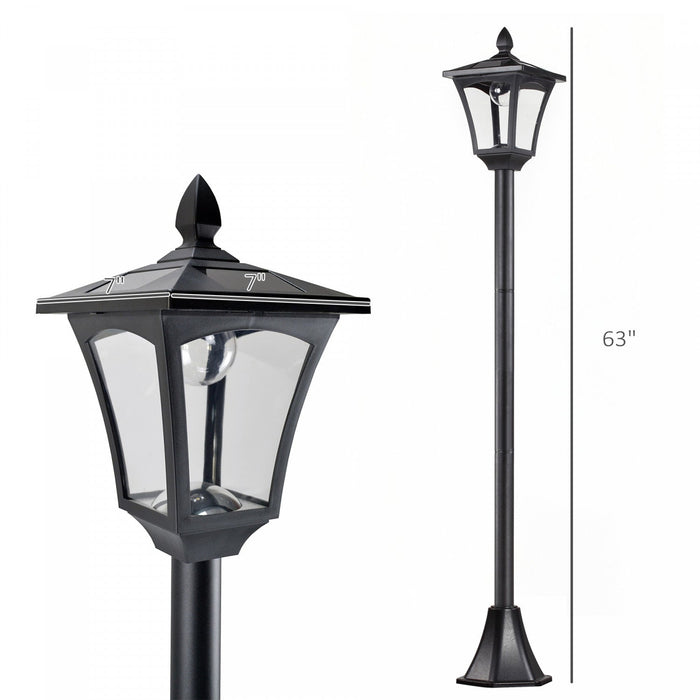 Outsunny Outdoor Garden Solar Post Lamp, Light Sensor Dimmable LED Lantern Bollard Pathway 63\" Tall,