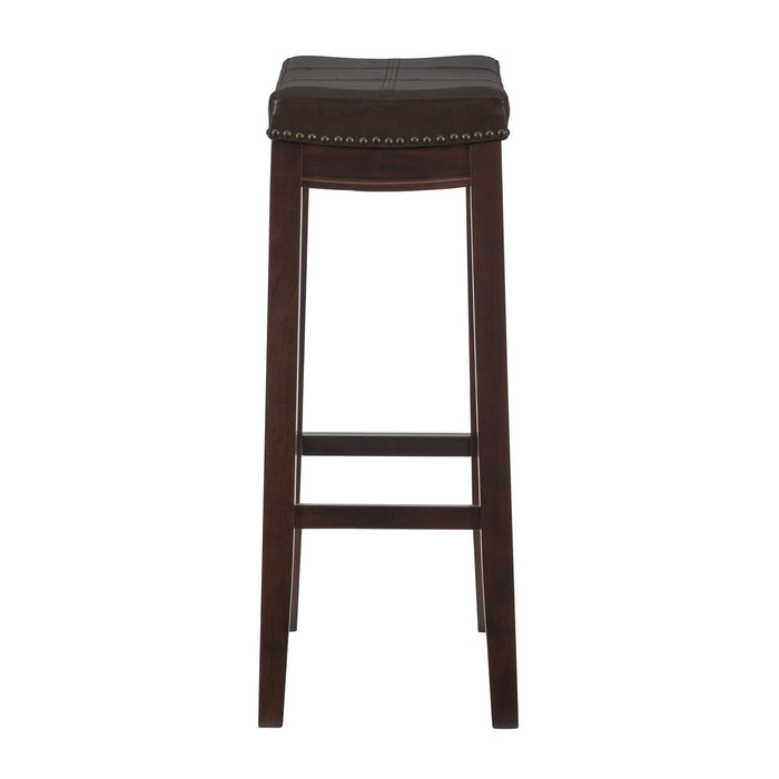Claridge Faux Leather Backless Barstool - Browm
