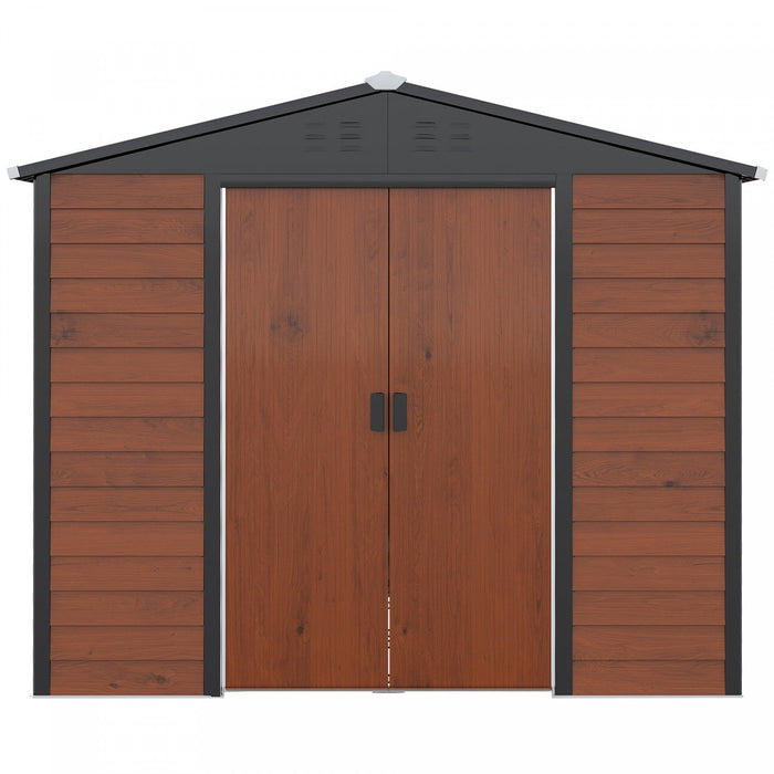 Outsunny 8' X 7' Outdoor Storage Shed, Galvanized Steel Metal Garden Shed W/ Double Sliding Lockable