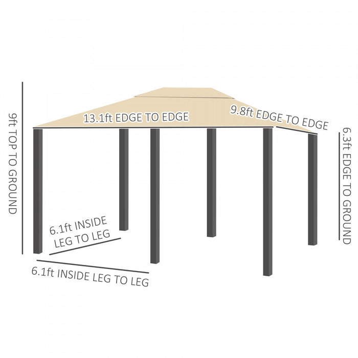 Outsunny 10' X 13' Outdoor Patio Gazebo Garden Pavilion Backyard Canopy Party Tent Shelter Summer Su