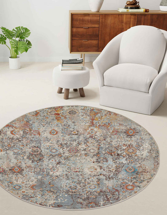 Camellia Traditional 5'0\" x Area Rug in Multi Indoor Area Rug 