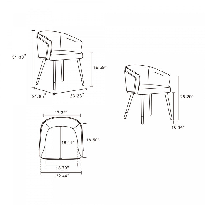 Reeva Modern Wood Vegan Leather Dining Chair in Cream - Set of 2 