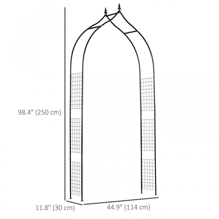 Outsunny 8ft Garden Arch Trellis For Climbing Plants, Decorative Metal Arbor For Wedding, Party, Eve