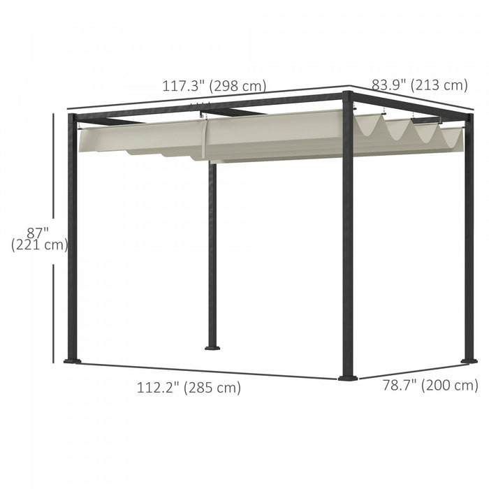 Outsunny 10' X 7' Patio Pergola With Retractable Canopy, Cream White