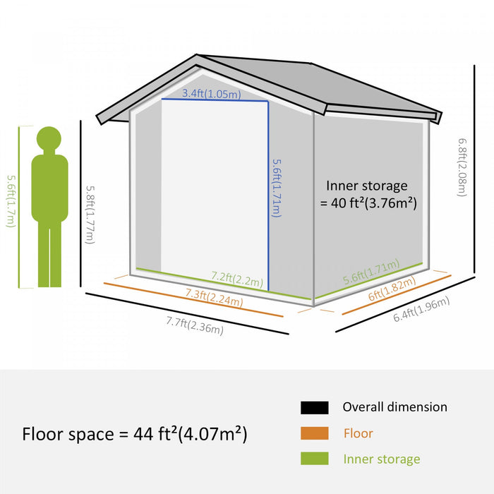 Outsunny 6.4' X 7.7' Outdoor Storage Shed With Double Doors, Metal Garden Shed House For Gardening T