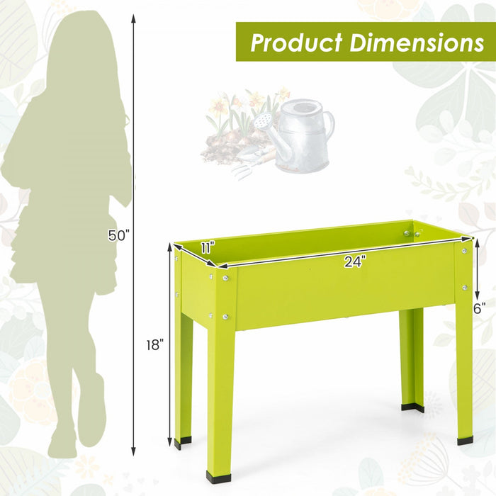 Costway 24" Raised Garden Bed With Legs Metal Elevated Planter Box Drainage Hole Backyard Green