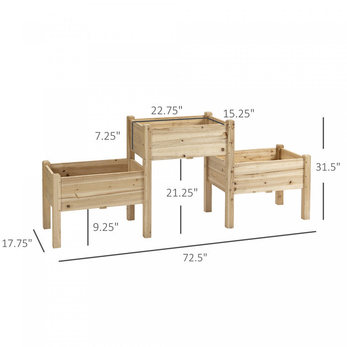 Outsunny 3-tier Raised Garden Bed, Elevated Planter Boxes, Freestanding Wooden Plant Stand For Veget