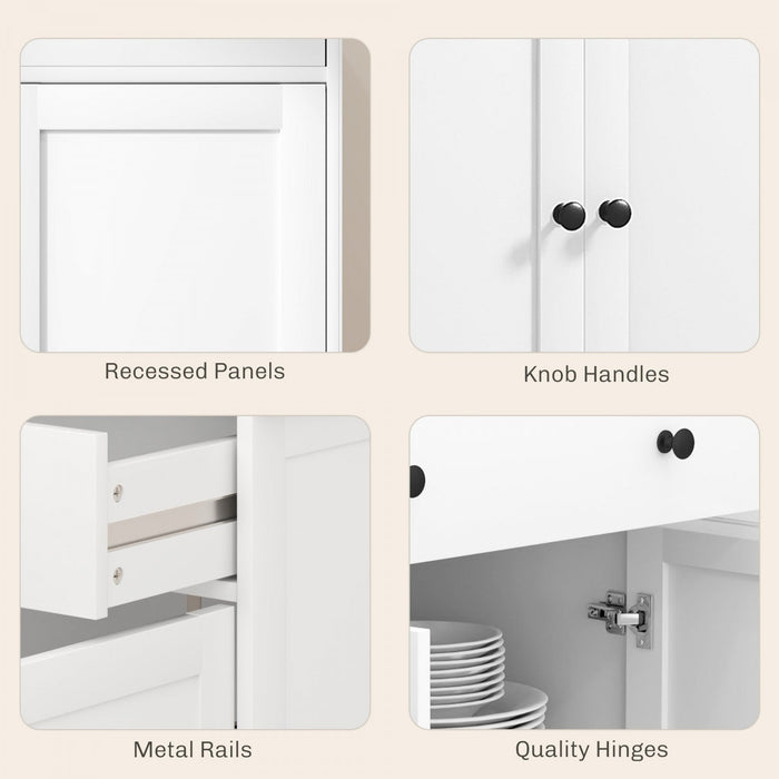 HOMCOM Sideboard Cabinet with Storage Drawers Adjustable Shelves White