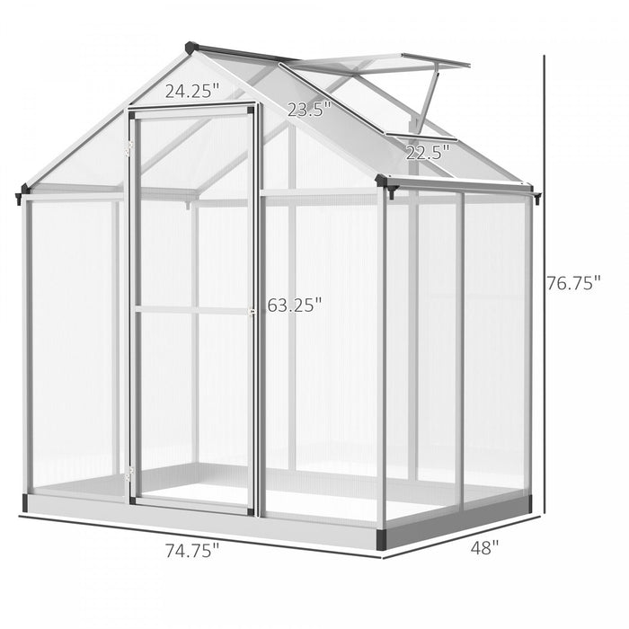 Outsunny 4' X 6' X 6.4' Walk-in Garden Greenhouse Polycarbonate Panels Plants Flower Growth Shed Col