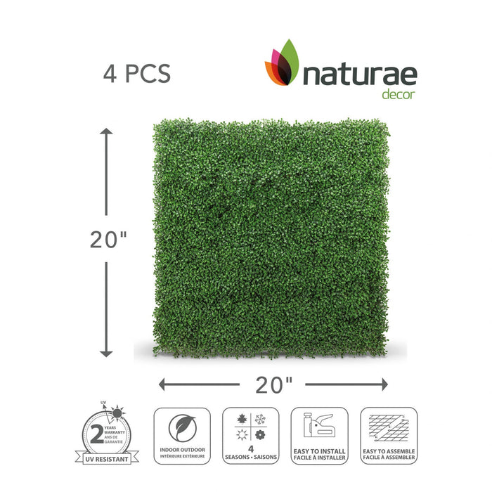 Artificial Boxwood 20\"x 20\" Foliage Panel 4 Pieces 