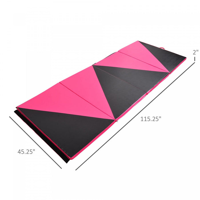Soozier 4ftx10ftx2inch Pu Leather Gymnastics Tumbling Gym Mat Arts Folding Yoga Exercise Pad 4 Panel