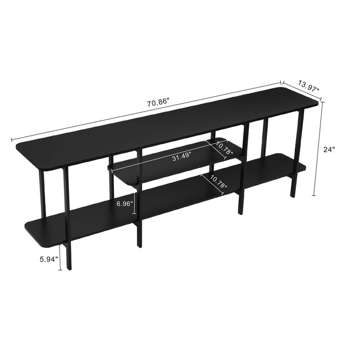 Celine Contemporary Modern 71\" Console Table in Black (3-Shelf) 