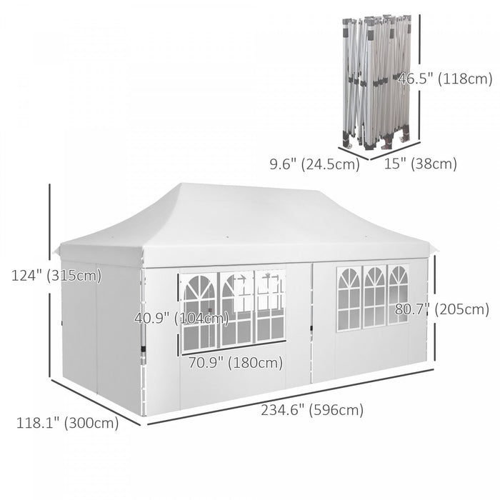 Outsunny 10 X 20ft Pop Up Canopy Tent With 6 Removable Sidewalls, Height Adjustable Large Instant Sh