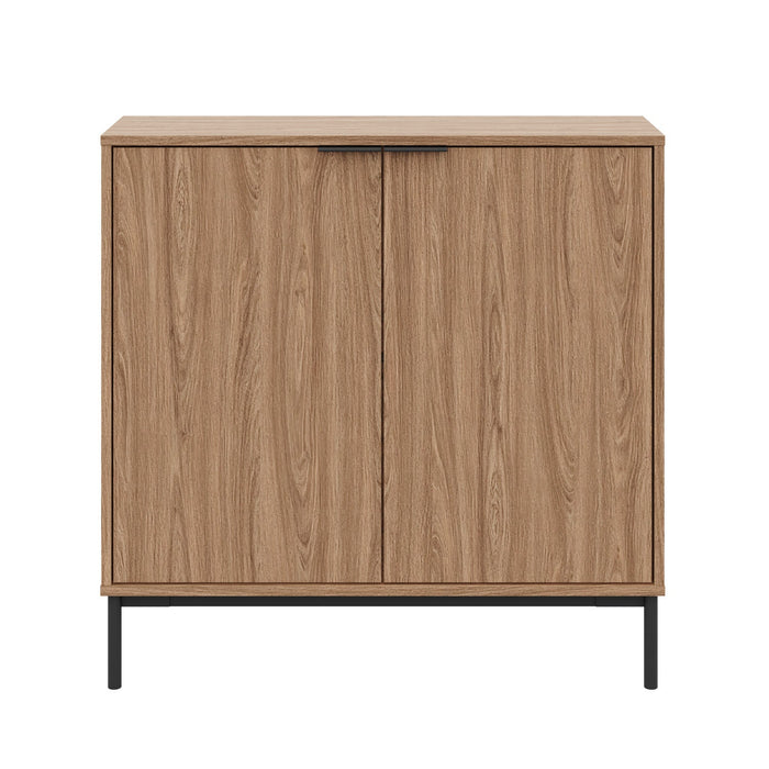 Nordika Slim 2-Door Storage Console Accent Cabinet - Light Walnut 