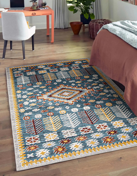 Gypsy Blue Machine Washable Area Rug - 5'0\" x 7'0\"