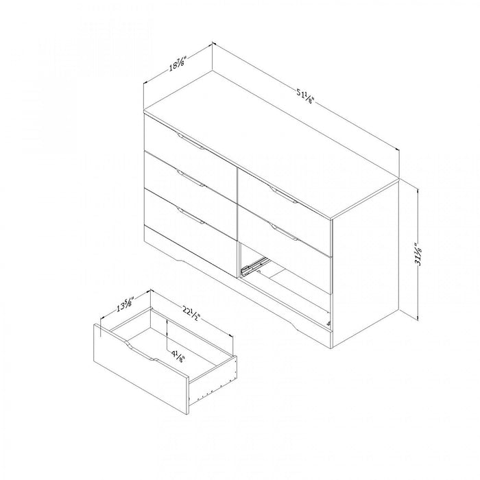 Holland 6-Drawer Dresser - Natural Walnut 