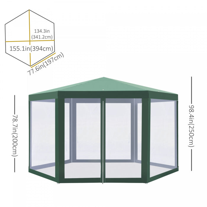 Outsunny Φ13' Hexagon Party Tent Patio Gazebo Outdoor Activity Event Canopy Quick Sun Shelter Pavili