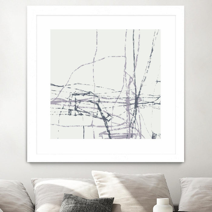 \"Chalk Doodles H\" Matted and Framed White 36x36 Wall Art