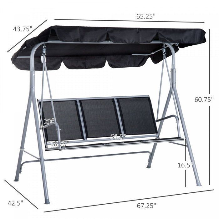Outsunny 3-seater Patio Swing, Outdoor Swing Chair, A Frame Porch Swing With Canopy Garden Hammock G