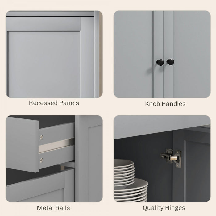 HOMCOM Sideboard Cabinet with Storage Drawers Adjustable Shelves Grey