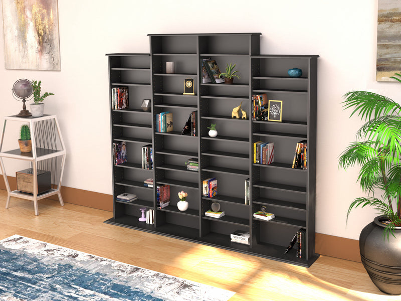 34 Adjustable Shelves Multimedia Storage - Black 