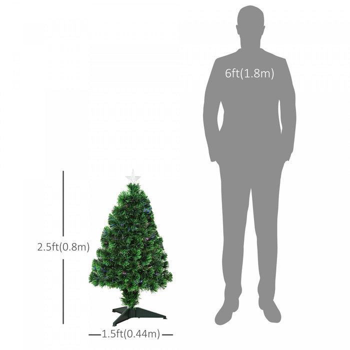 Homcom 2.5ft Prelit Artificial Tabletop Christmas Tree With Fiber Optics And 85 Tips