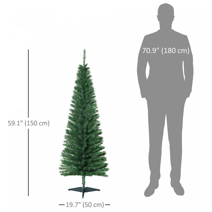 Homcom Pencil Christmas Tree, Slim Xmas Tree With Realistic Branches