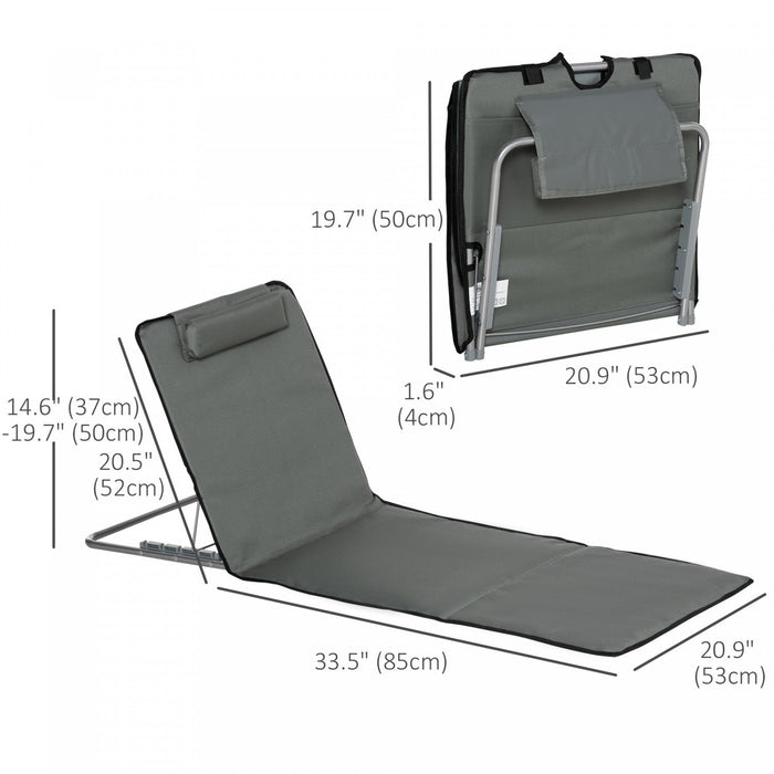 Outsunny Set Of 2 Beach Lounge Chair Beach Mat With Adjustable Back Pillow