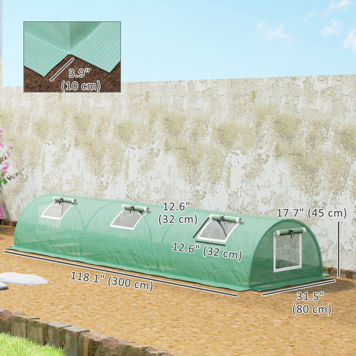 Outsunny Mini Greenhouse with Mesh Windows, Tunnel Growing Tent, Green